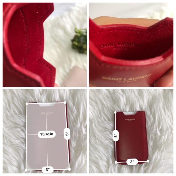 NWOT Saint Laurent Leather Case / Card holder Red - Picture 9 of 9